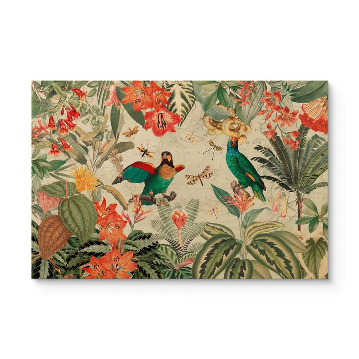 Holzbild Exotischer Dschungel mit Papageien - UN Designs - WA401679
