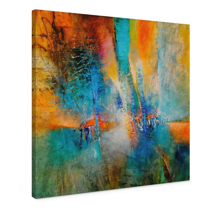 Leinwandbild Abstrakt - Urbanes Licht in Blau und Orange - Schmucker - Quadratisch - WA507693