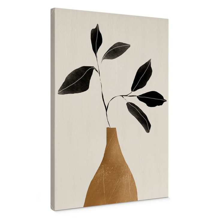 Leinwandbild Zweig in goldener Vase - ThingDesign - WA496344
