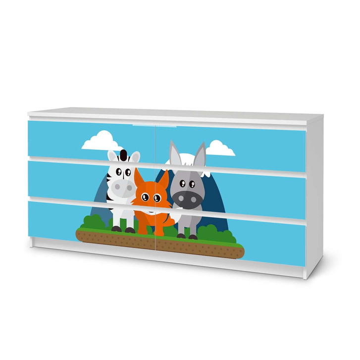 Möbelfolie IKEA Malm Kommode 6 Schubladen (breit) - Zootiere - CR116656