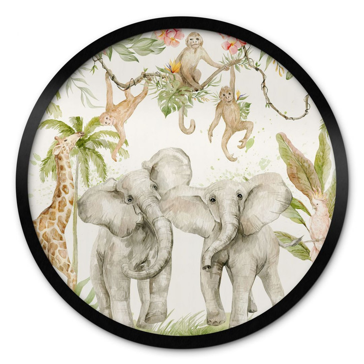 Poster Tiere im tropischen Dschungel - UN Designs - Rund - WA409001