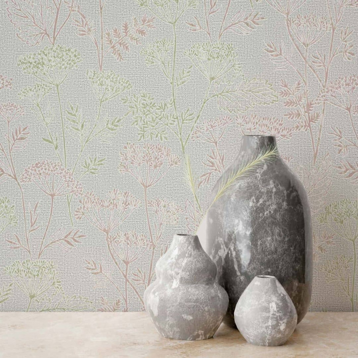 Vliestapete Blumen, Blätter Floral Natur in Grau - WA472928