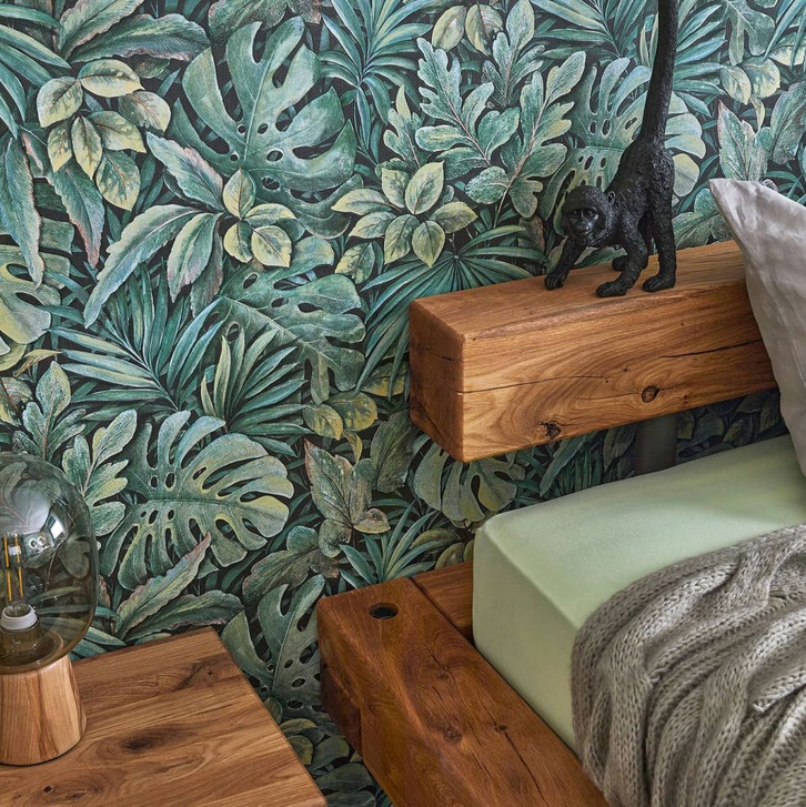 Vliestapete mit strukturiertem Blattmotiv grün Floral - WA507859