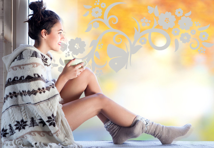 Glasdekor Blumenranke mit Schmetterlingen - CG10179