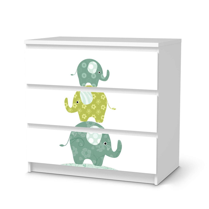 Klebefolie IKEA Malm Kommode 3 Schubladen - Elephants - CR109770