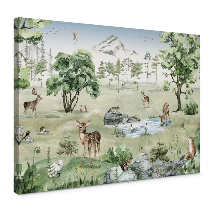 Leinwandbild Kikki Belle - Wald der Rehe - WA366638