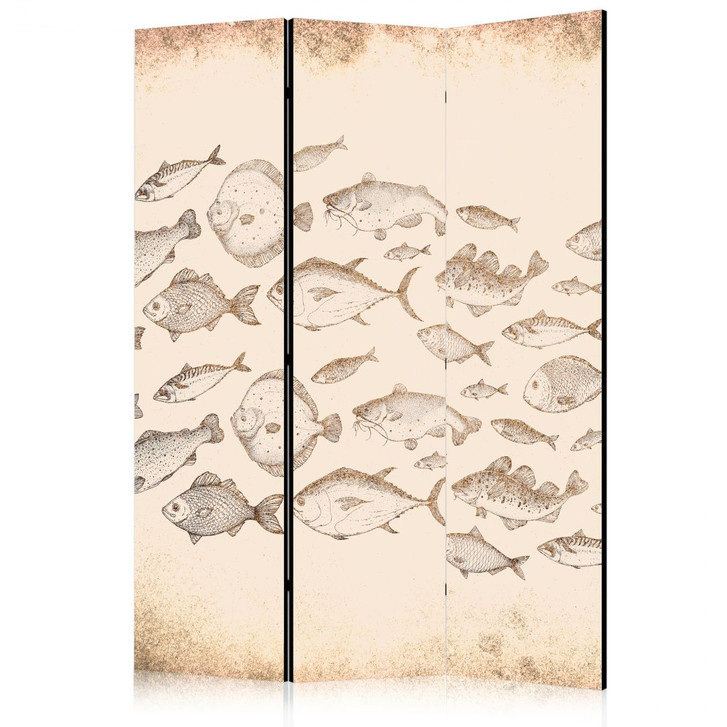 Paravent, Raumteiler freistehend, Trennwand - Sketch of a Fish School - WA442452