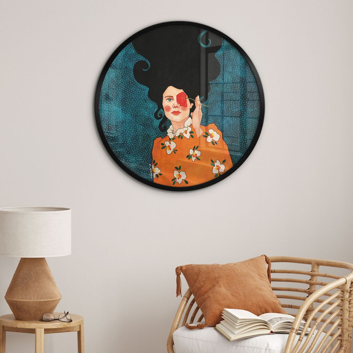 Poster Geheimnisvolle Frau mit Rose - Hülya - Rund - WA487549