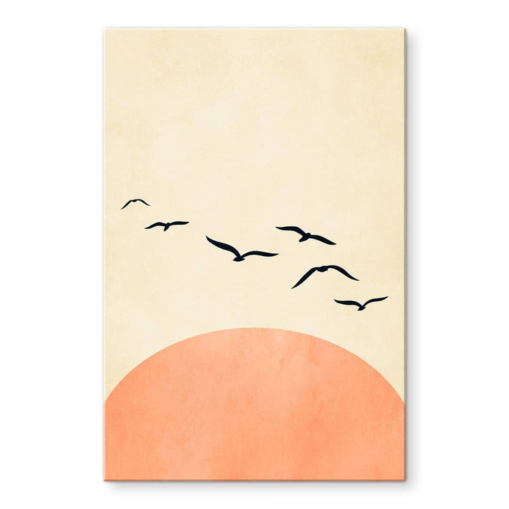 Acrylglasbild Vogelschwarm im Sonnenuntergang - Kubistika - WA479528
