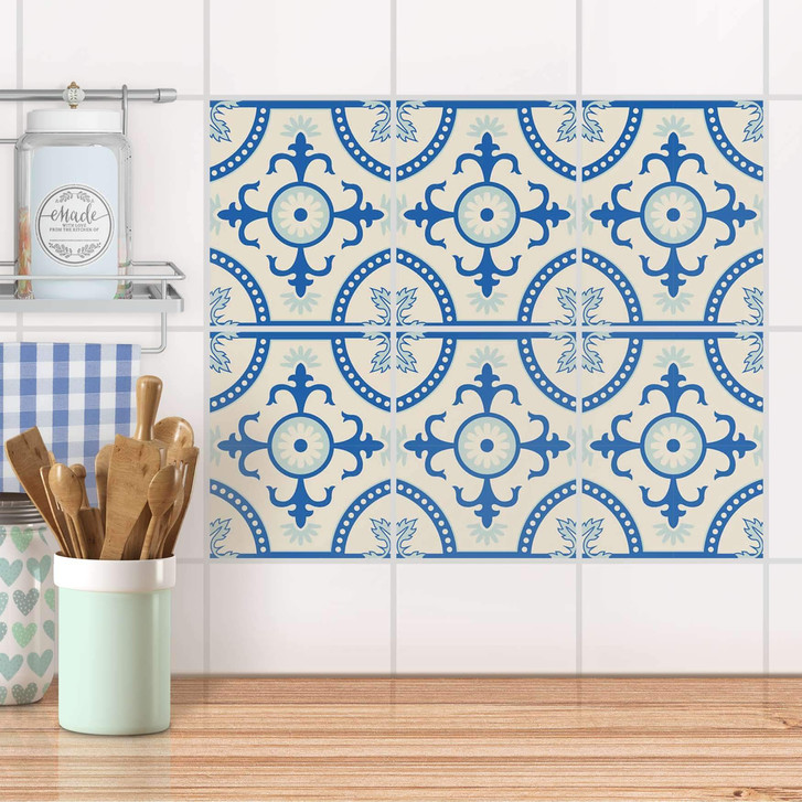Fliesenaufkleber Set rechteckig - Blue Pattern Line - CR102907