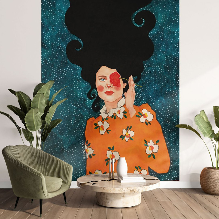 Fototapete Porträt - Geheimnisvolle Frau mit Rose - Hülya - WA487018