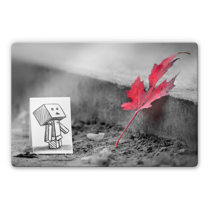 Glasbild Heine - Stift vs. Kamera - Das rote Blatt - WA232176