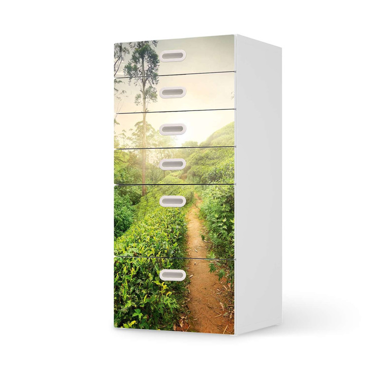 Klebefolie IKEA Stuva / Fritids Kommode - 6 Schubladen - Green Tea Fields - CR110195