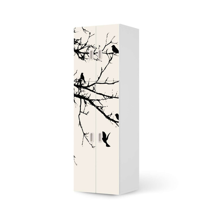 Möbelfolie IKEA Stuva / Fritids - 2 grosse und 2 kleine Türen - Tree and Birds 1 - CR118784