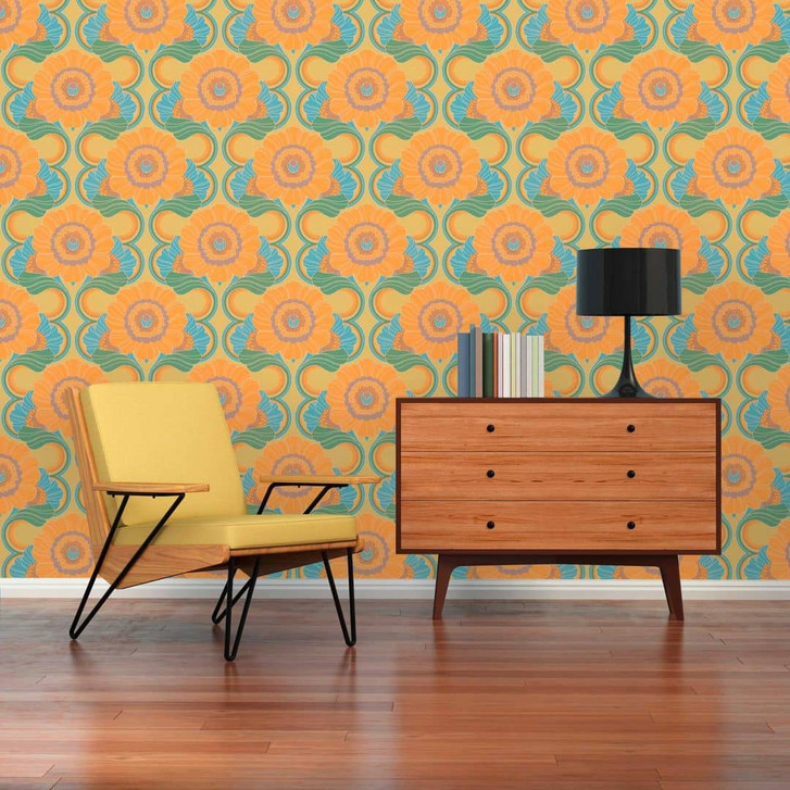 Vliestapete Bunt - florale Tapete im Retro-Stil - Vintage Mustertapete - WA396877