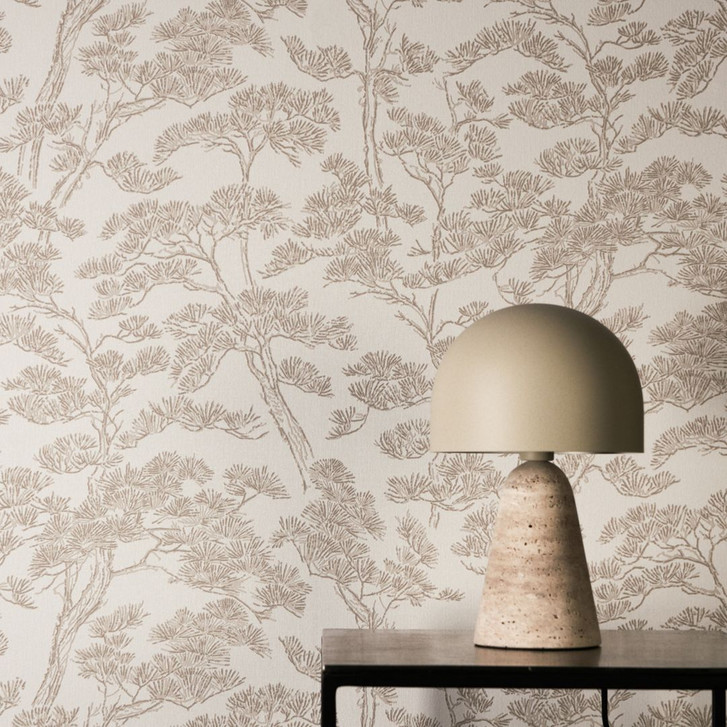 Vliestapete Lin Zen Branches beige weiss mit Ästen asiatisch - braun Bäume Waldtapete Äste - WA492562