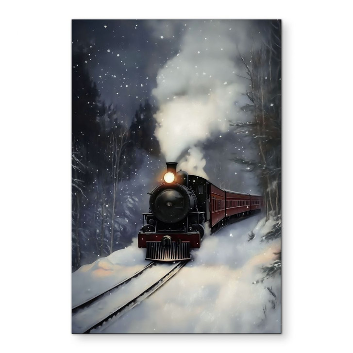 Wandbild Dampflok im verschneiten Wald - Melloi Art Prints - Alu-Dibond - WA491503
