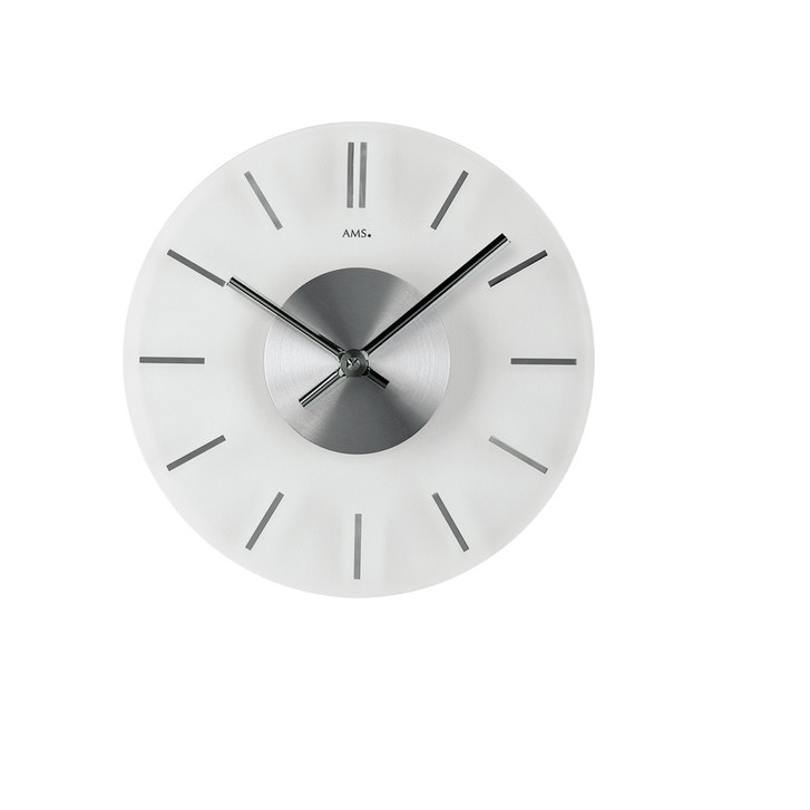 Wanduhr Mineralglas mit aufgelegten Stundenmarkierungen in Aluminium - UG100449