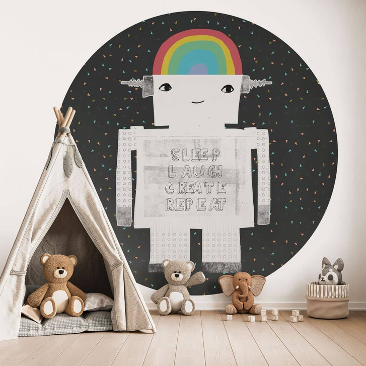 Fototapete Regenbogen-Roboter Sleep Laugh Create - Treechild - Rund - Selbstklebend/Vlies - WA494869