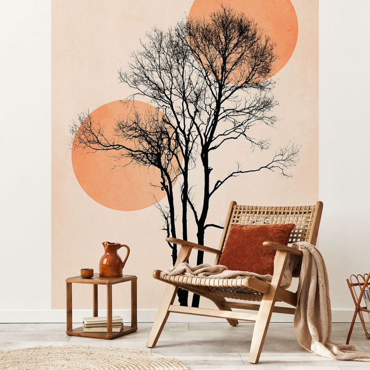 Fototapete Sonne und Mond in Orange - Kubistika - WA398995