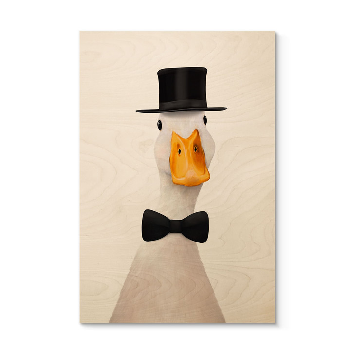 Holzbild Gentleman Gans mit Zylinder - Korenkova - WA517540