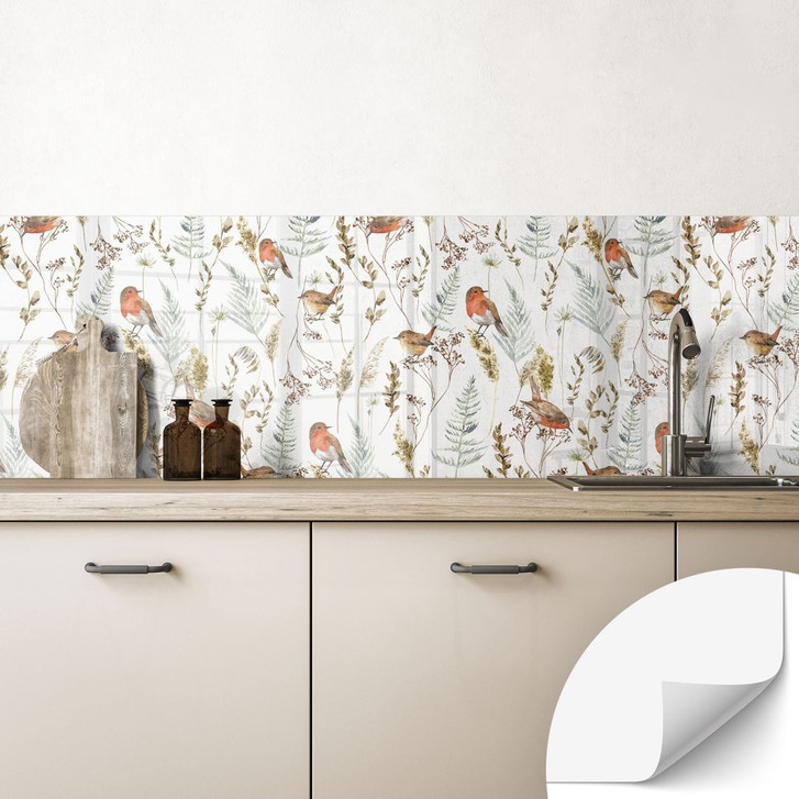 Selbstklebende Küchenrückwand Spatzen und Rotkehlchen - UN Designs - WA428873