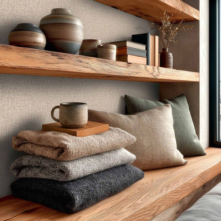 Vliestapete Jan Studio Sense & Surface Geflecht Creme Grau - Stud!o Gewebe Rattan metallic - WA492738