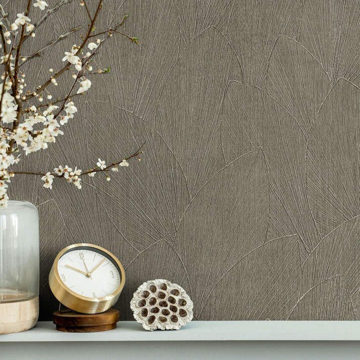 Vliestapete mit strukturiertes Blattmotiv grau Floral - WA445455
