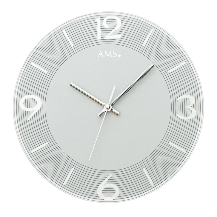 Wanduhr Facettiertes und bedrucktes Spiegelglas blaugrau - UG100452