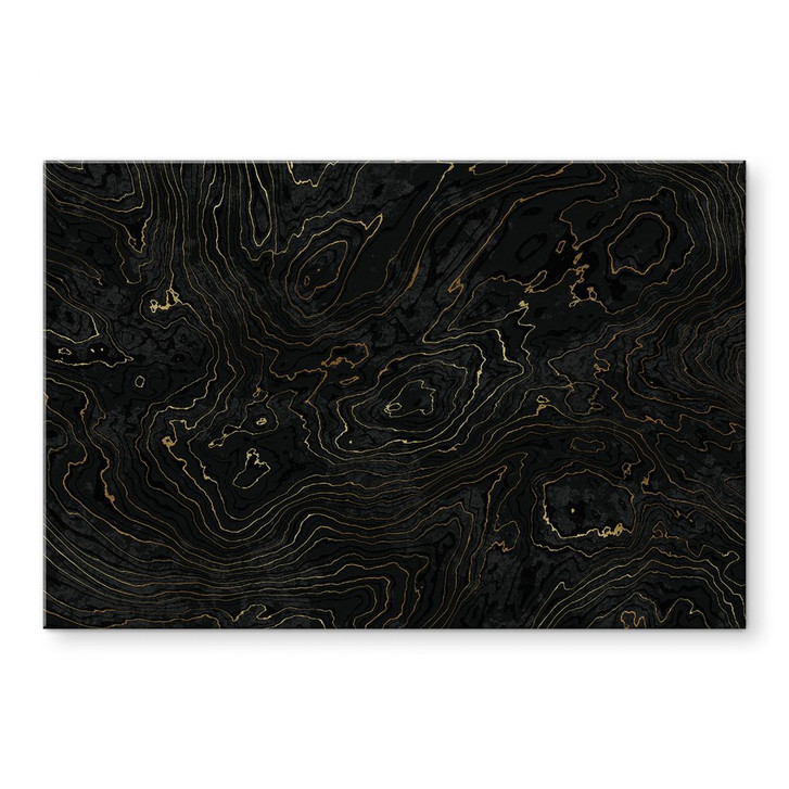 Glasbild Abstrakte Linien Schwarz-gold - Amini - WA494995
