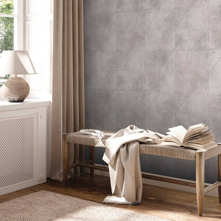 Grafik-Tapete Grau Silber - Strukturtapete Metallic-Effekt - Vliestapete Wohnzimmer Küche - WA396038