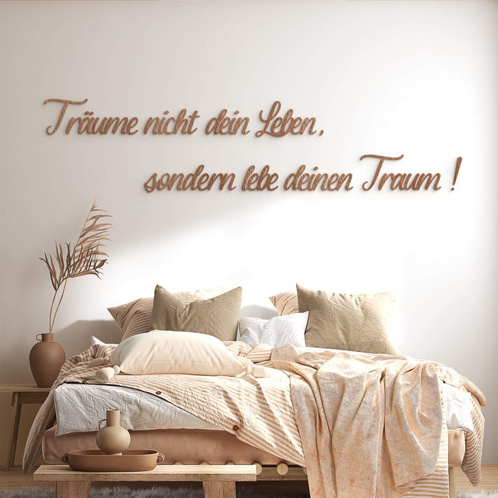 Holz-Deko 3D Schriftzug Träume nicht dein Leben... - Mahagoni - WA402093