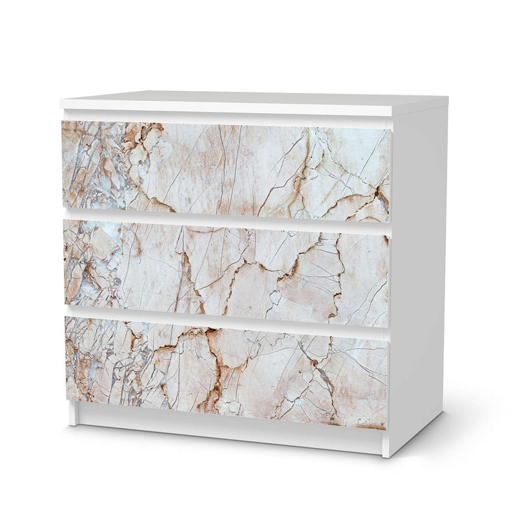 Klebefolie IKEA Malm Kommode 3 Schubladen - Marmor rosa - CR109824