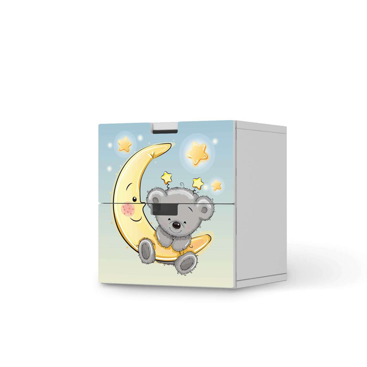 Klebefolie IKEA Stuva / Malad Kommode - 2 Schubladen - Teddy und Mond - CR110388