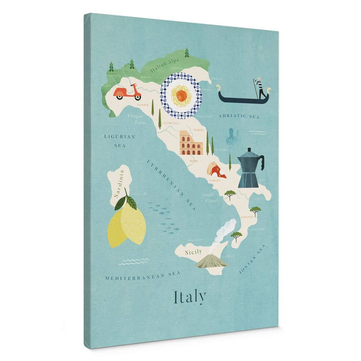 Leinwandbild Karte von Italien - Rivers - WA405355