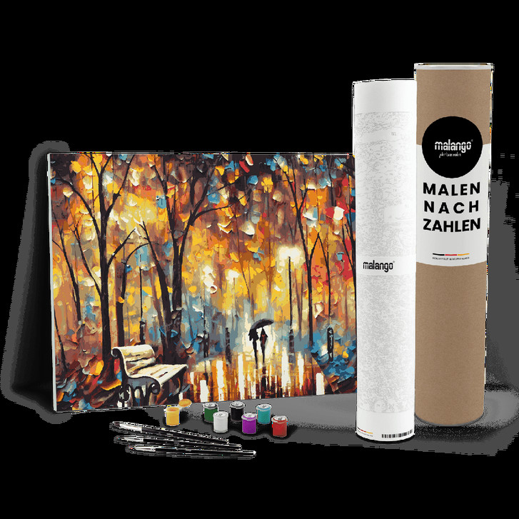 Malen nach Zahlen Leinwandbild - Spaziergang im Park bei Regen - WA447048