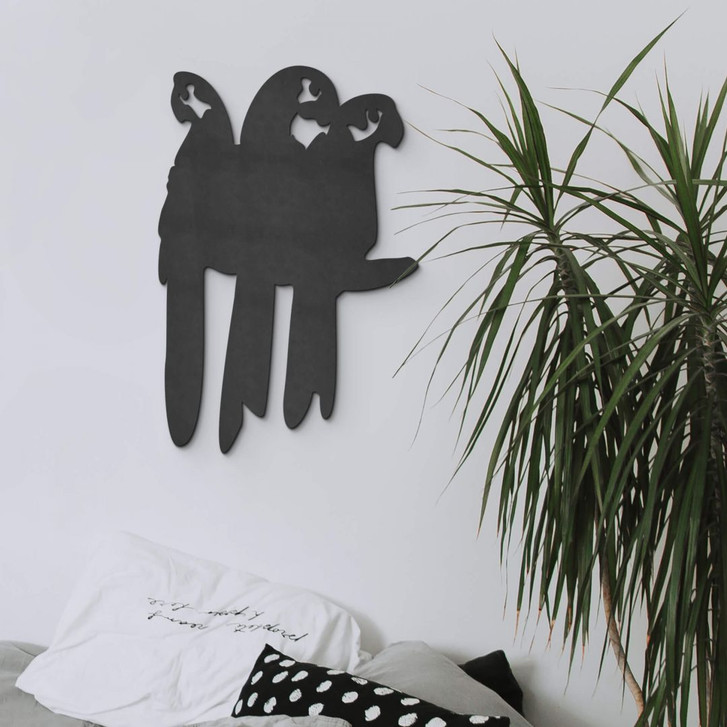 MDF - Holzdeko - Papageien-Trio auf einem Ast - WA336073