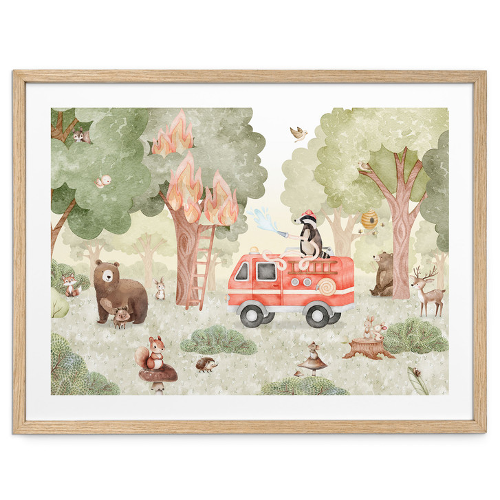 Poster Tier-Feuerwehr im Wald - Oliver Robins - WA513089