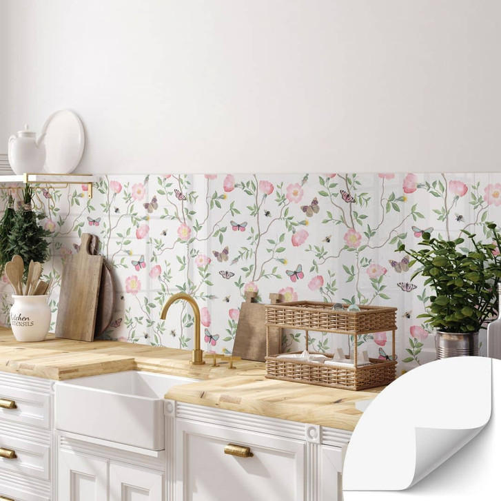 Selbstklebende Küchenrückwand Rosa Christrosen im Frühling - UN Designs - WA410520