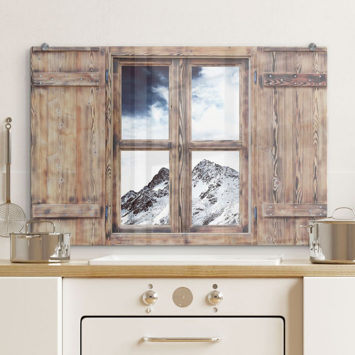 Spritzschutz 3D Holzfenster 90x60cm - RS102432