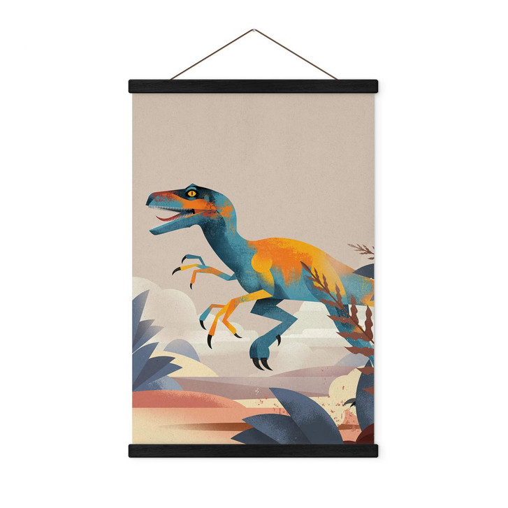 Stoffbild Kinderzimmer - Velociraptor - Braun - WA411398