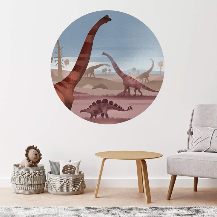 Wandtattoo Im Land der Dinosaurier - Rund - Braun - WA412974