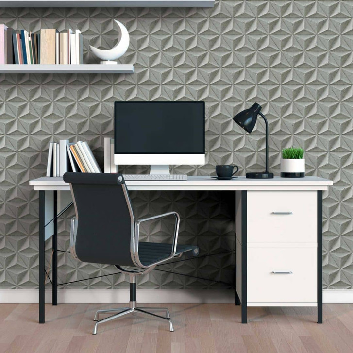 3D-Tapete Betonoptik Grau - Vliestapete mit geometrischem Muster - Industrial Look - WA465188