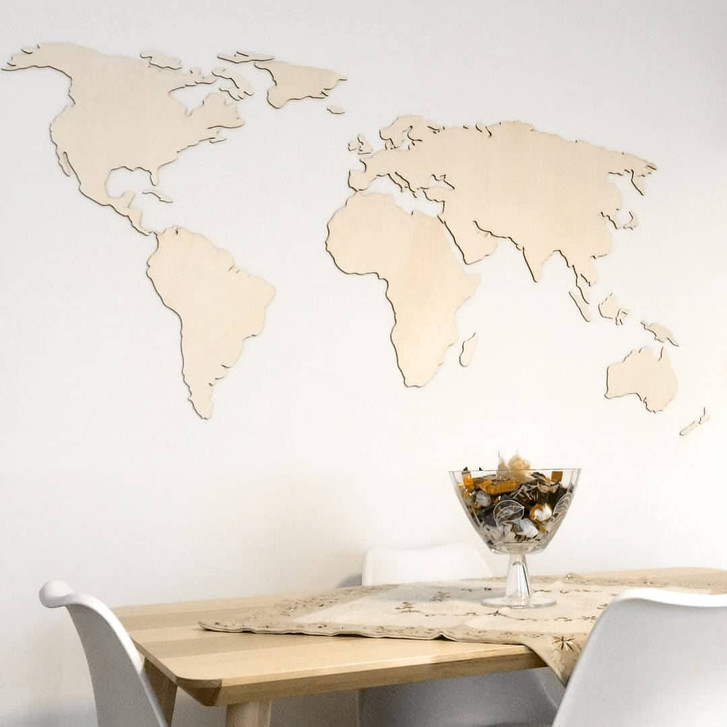 Holzdeko Pappel - Weltkarte - WA340105