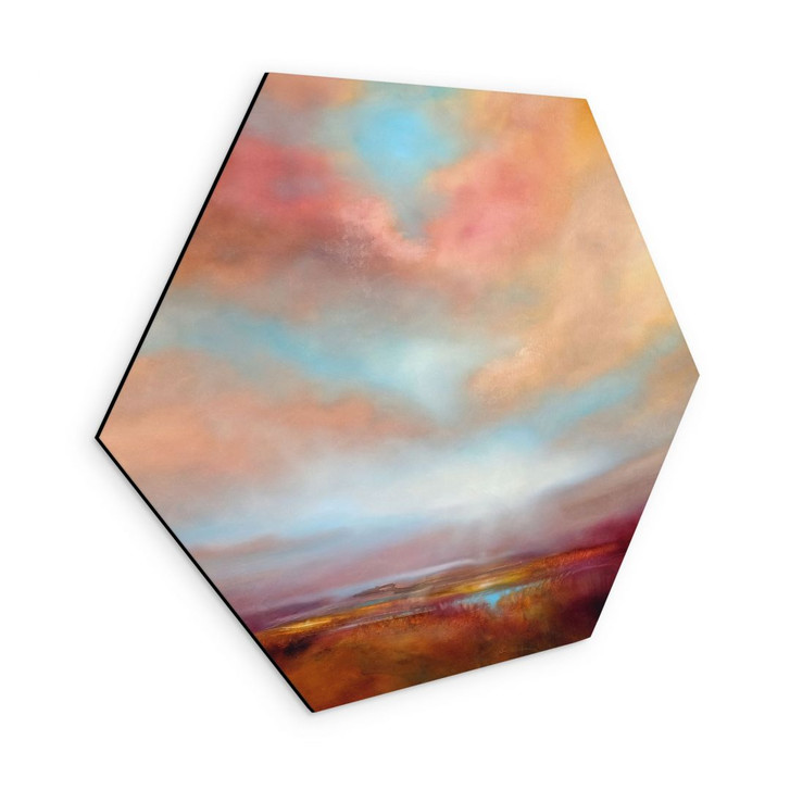 Hexagon Wandbild Leuchtendes Feld im Sonnenlicht - Schmucker - Alu-Dibond - WA506224