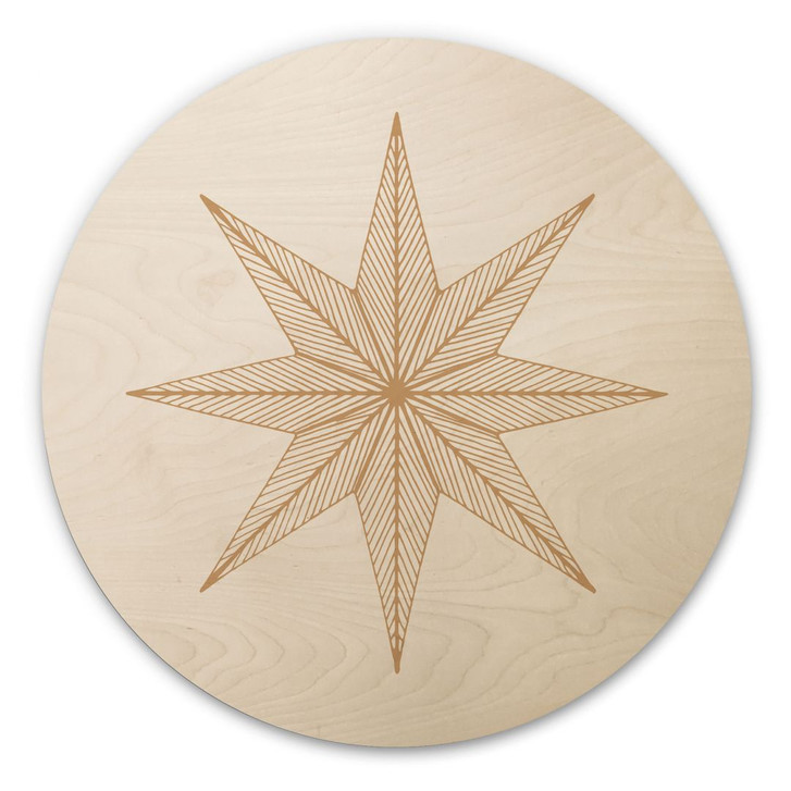 Holzbild Geometrischer Goldstern - Magnusson - Rund - WA495339