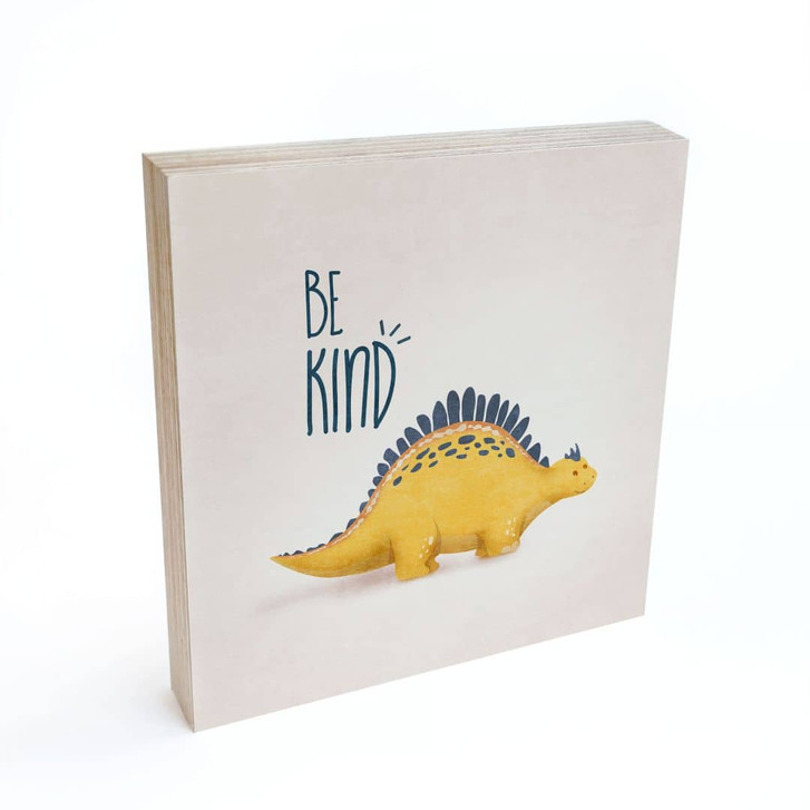 Holzbild zum Hinstellen - Dino Be Kind - Stegosaurus - Tunaboylu - 15x15cm - WA388393