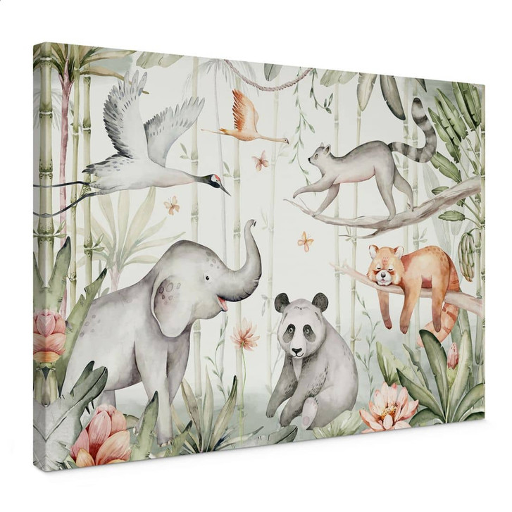 Leinwandbild Asiatische Tiere im Bambuswald - Kvilis - WA426970