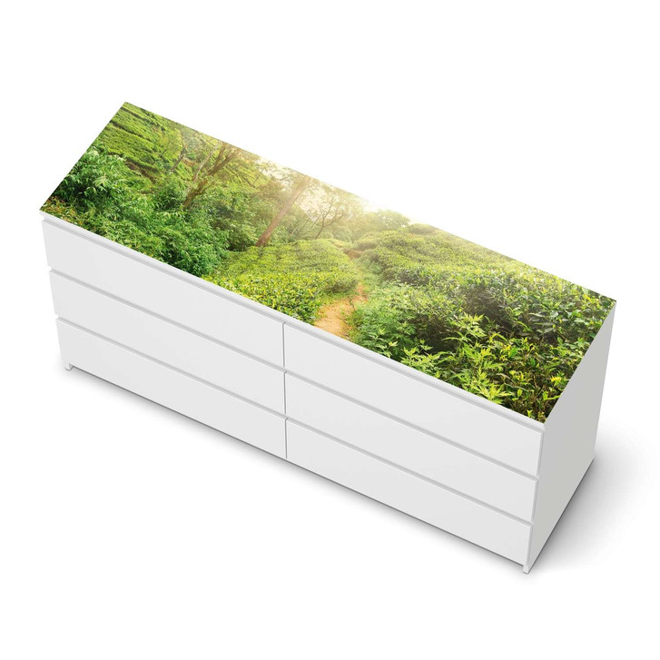 Möbelfolie IKEA Malm Kommode 6 Schubladen (breit) oben - Green Tea Fields - CR116671