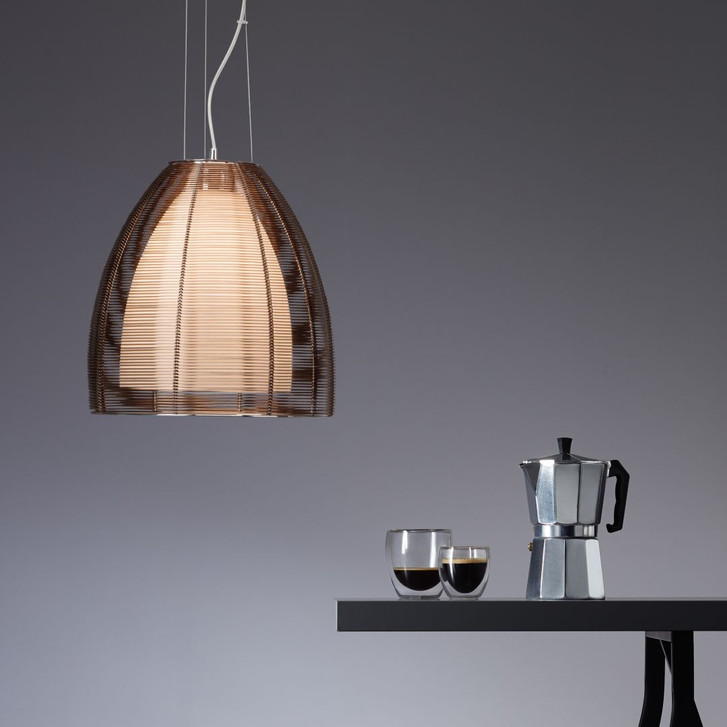 Pendelleuchte Maxime, braun, 130 x 28.5 cm, Glas Pendellampe, dimmbar - WA438853